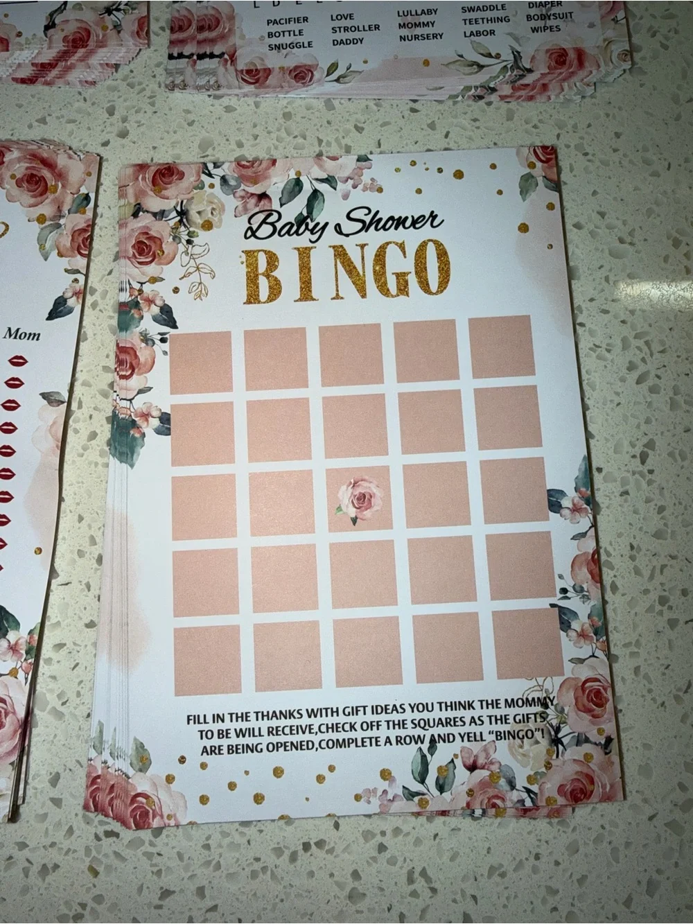 Baby Shower Game Kit — Pink and Gold Floral Party Pack